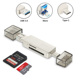 SD & MicroSD Card Reader - USB-C to Micro USB & USB