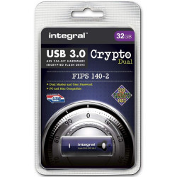 Integral 32GB Crypto Dual FIPS 140-2 Encrypted USB 3.0 Flash Drive - 145MB/s