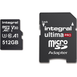 Integral 512GB UltimaPRO A2 V30 High Speed microSD Card (SDXC) UHS-I U3 + Adapter - 180MB/s